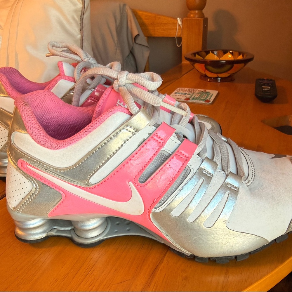 Nike Pink and Silver Running Shoes
